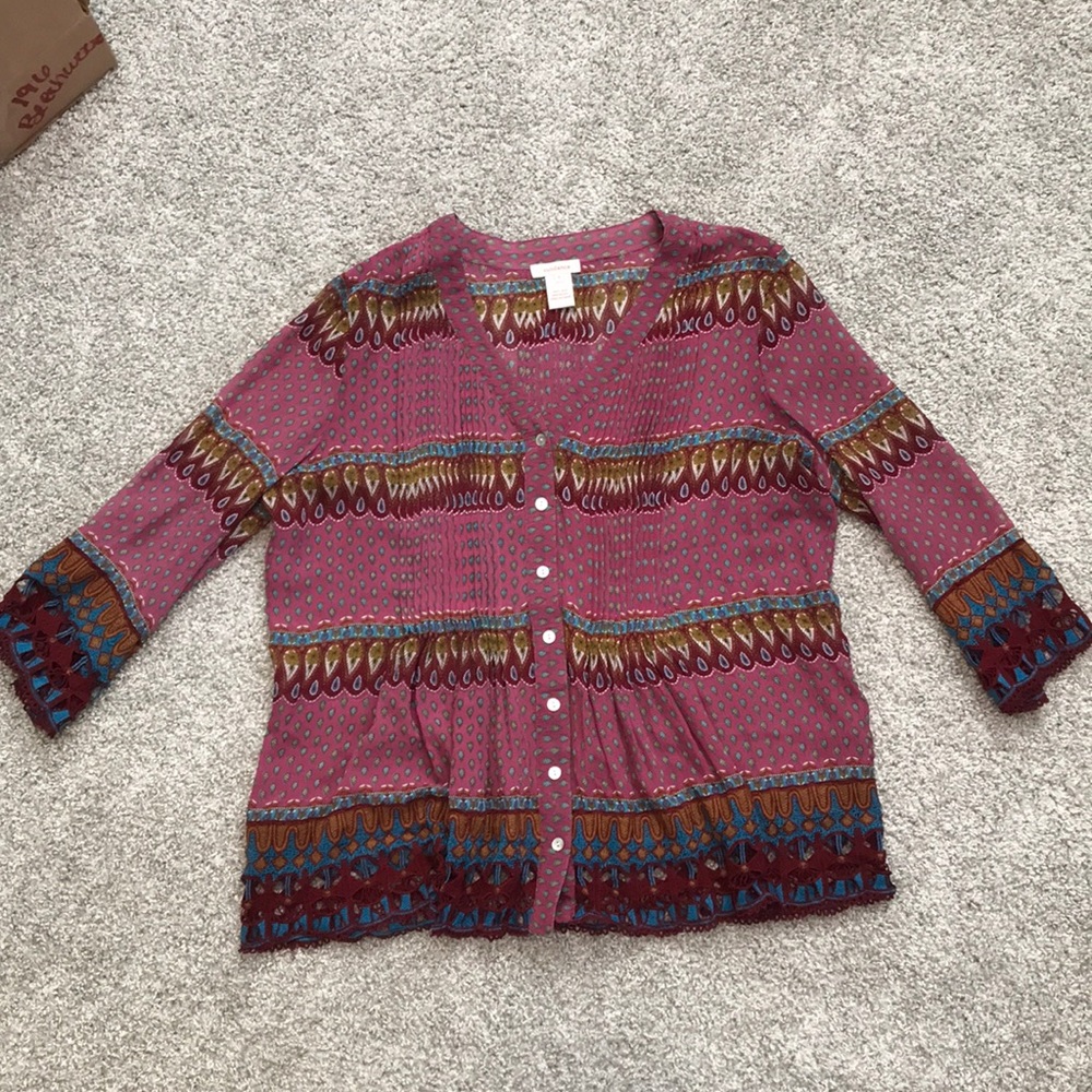 Sundance Boho Button Down Blouse - image 1